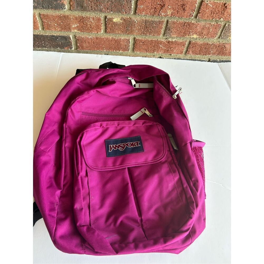 JanSport‎ 5 zipper big backpack violet color 20"x17"